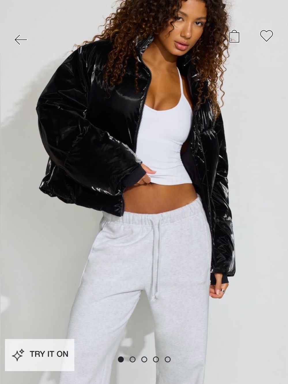 Garage Shiny Black Puff Jacket - Picture 4 of 5